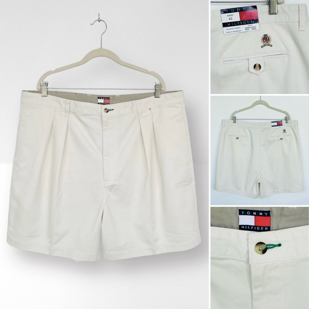 Tommy Hilfiger Men’s Golf Chino Shorts 100% Cotton Pleated Front Wide Leg